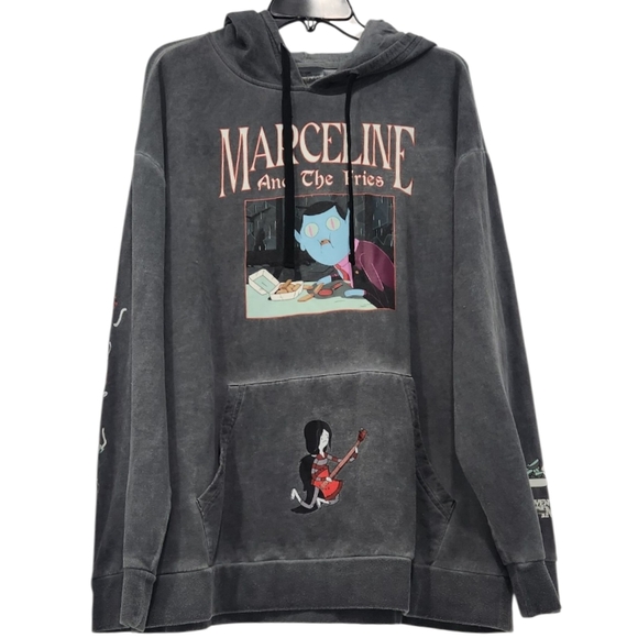 Adventure Time Marceline and the Fries Mens Grey Graphic Hoodie GUC Size XL - Picture 1 of 11